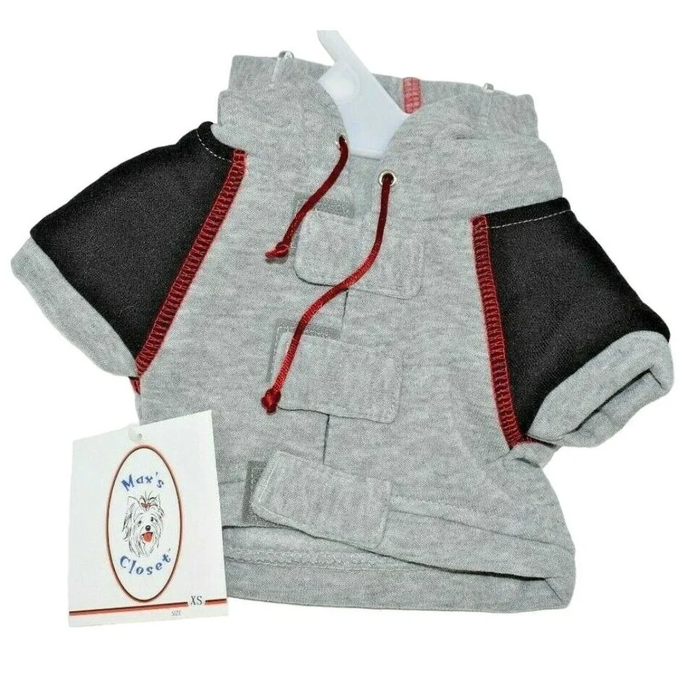 Maxs Closet Dog Black and Gray Hoodie Jacket Extra Small (XS)